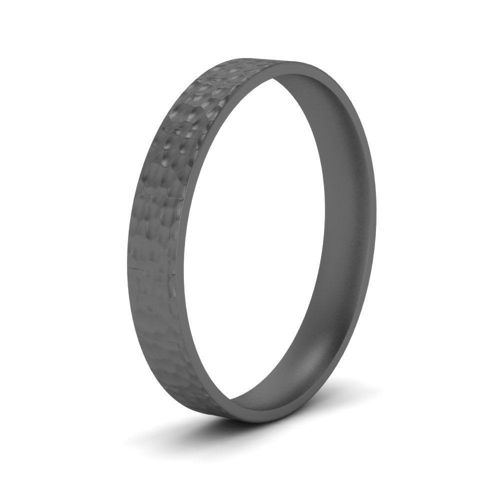Hammered Finish Mens Wedding Band Fascinating Diamonds