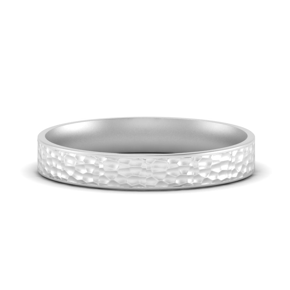 Hammered Finish Mens Wedding Band Fascinating Diamonds