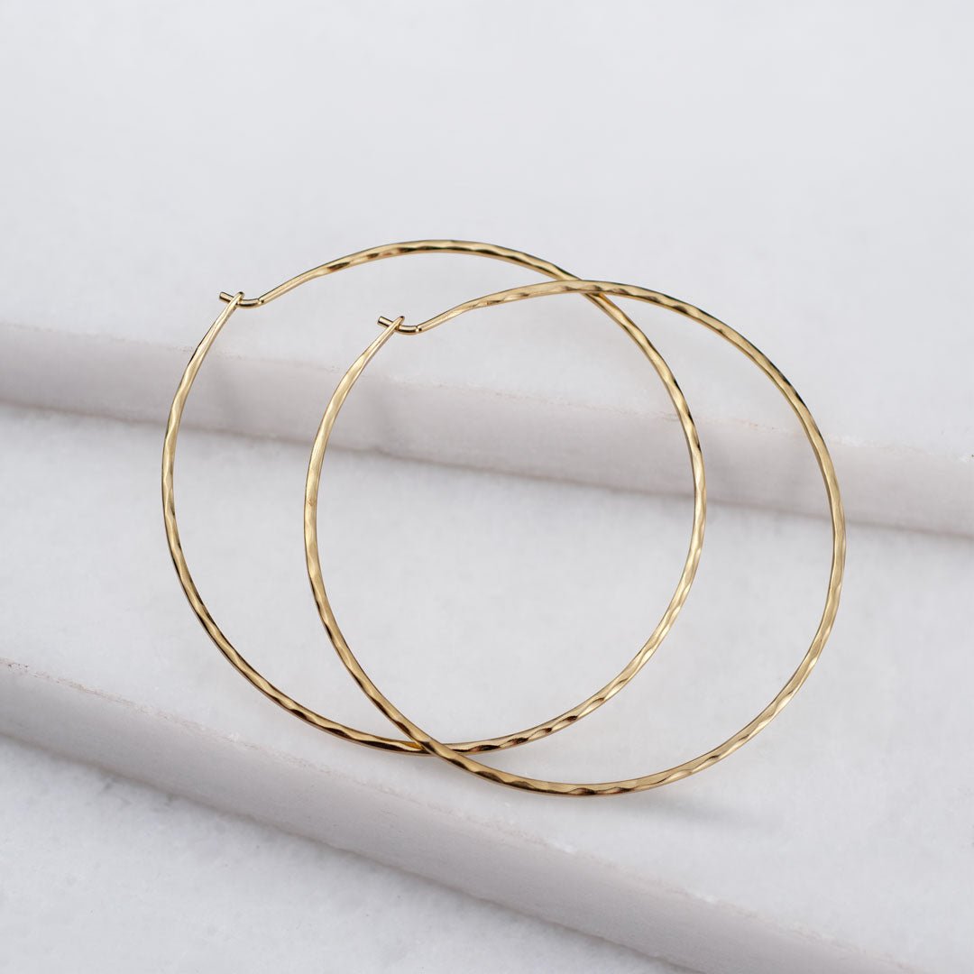 Hammered Hoops - Infinity Clasp Round Earring 14K Gold Vermeil Urban-Equestrian