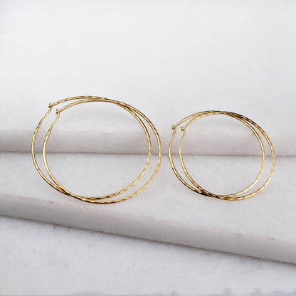 Hammered Hoops - Infinity Clasp Round Earring 14K Gold Vermeil Urban-Equestrian
