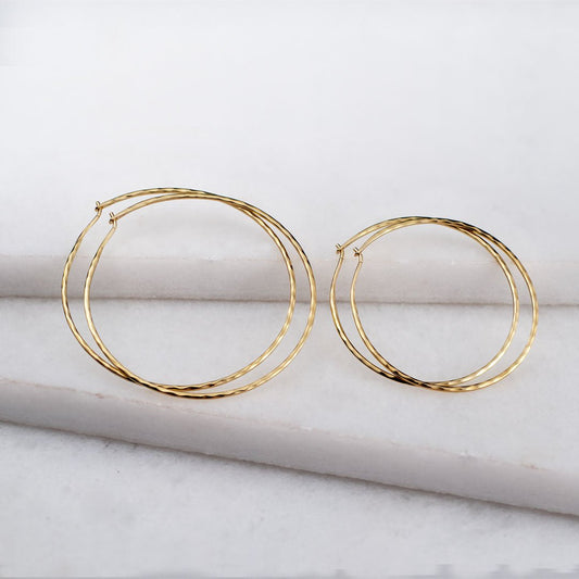 Hammered Hoops - Infinity Clasp Round Earring 14K Gold Vermeil Urban-Equestrian