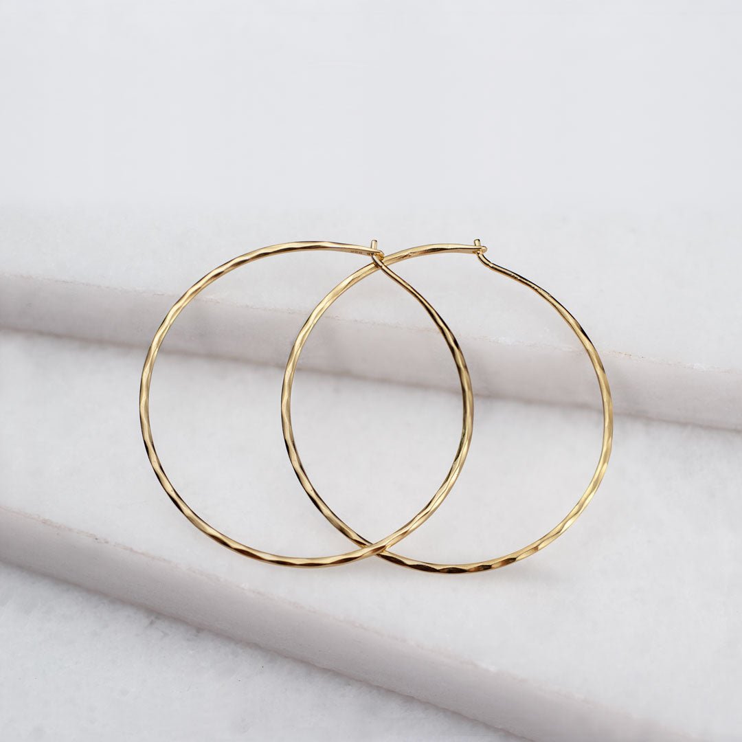 Hammered Hoops - Infinity Clasp Round Earring 14K Gold Vermeil Urban-Equestrian