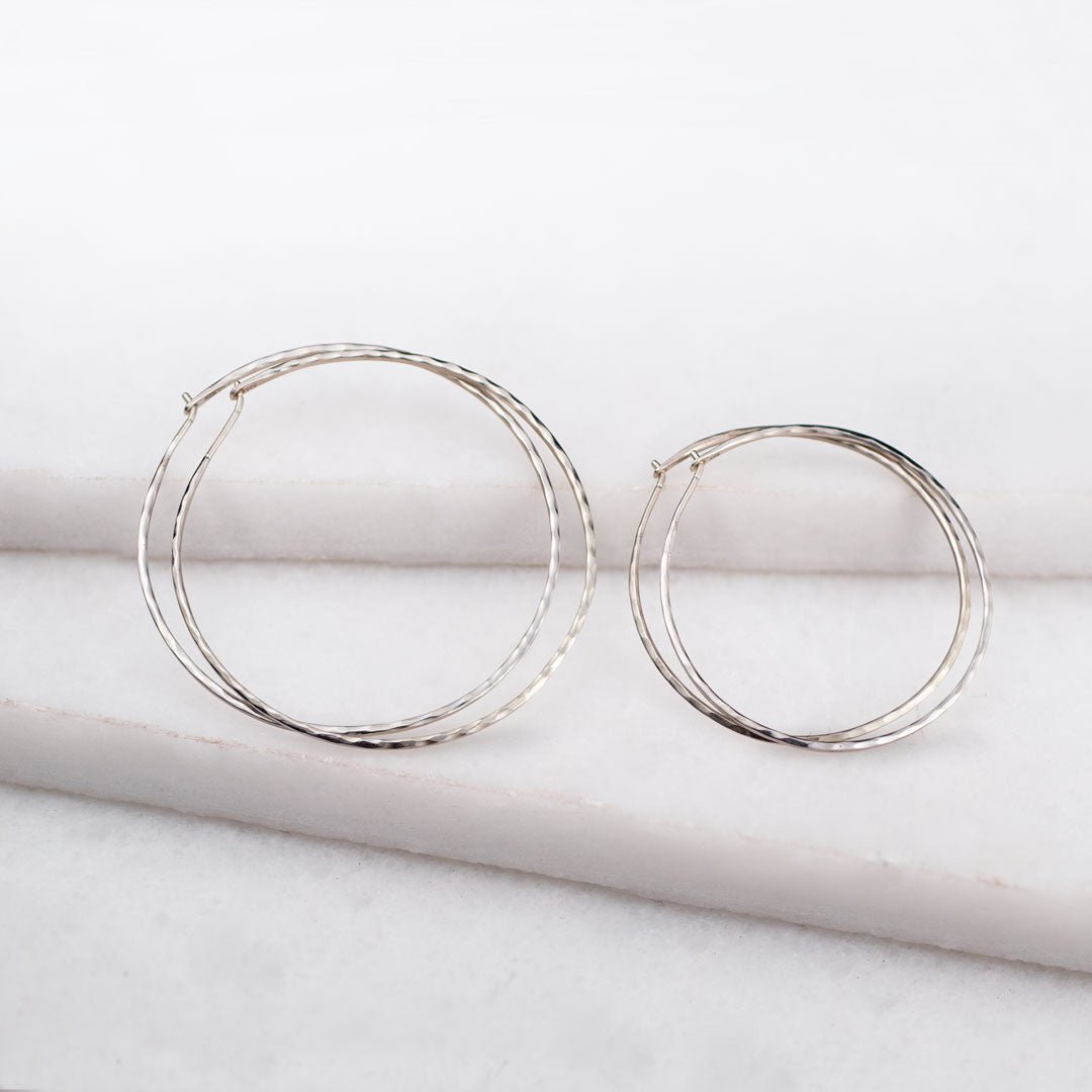 Hammered Hoops - Infinity Clasp Round Shape Sterling Silver Earring Urban-Equestrian