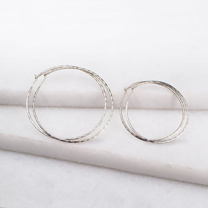 Hammered Hoops - Infinity Clasp Round Shape Sterling Silver Earring Urban-Equestrian
