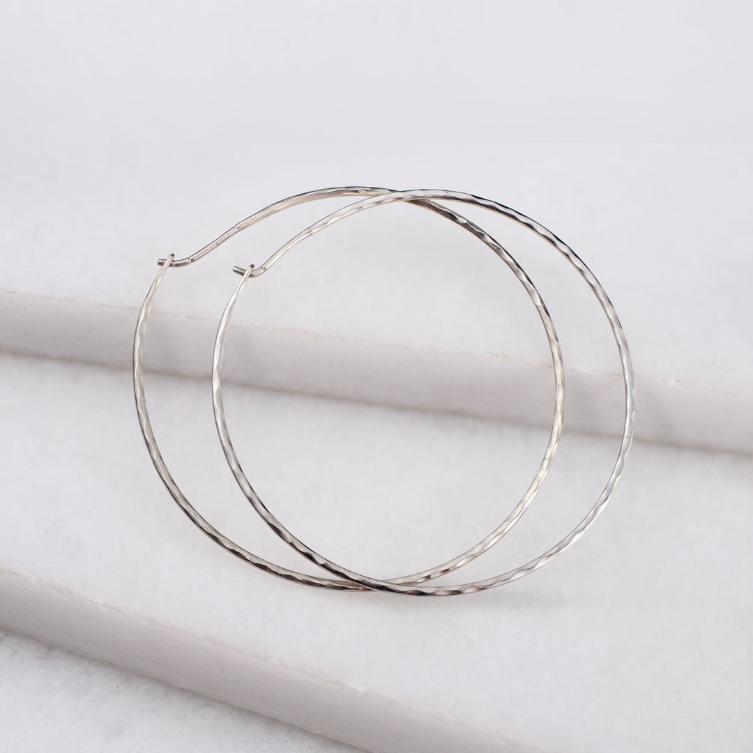 Hammered Hoops - Infinity Clasp Round Shape Sterling Silver Earring Urban-Equestrian