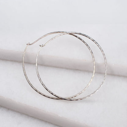 Hammered Hoops - Infinity Clasp Round Shape Sterling Silver Earring Urban-Equestrian