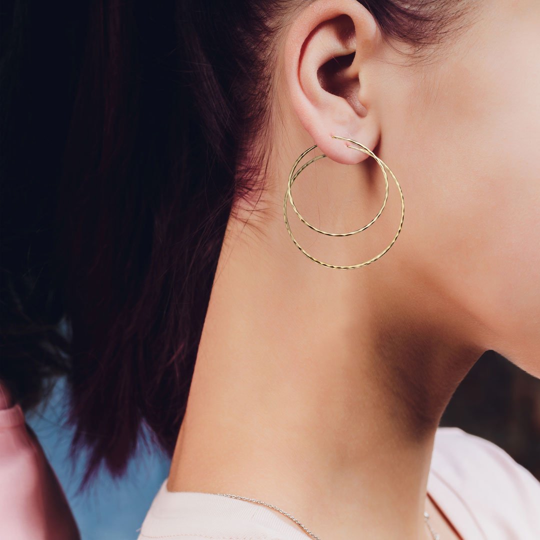 Hammered Hoops - Rectangular Shape Earring in Sterling Silver Urban-Equestrian