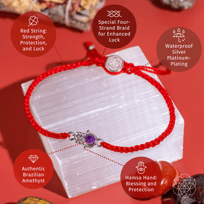 Hamsa Hand of Protection - Four-Strand Red String Bracelet Conscious Items