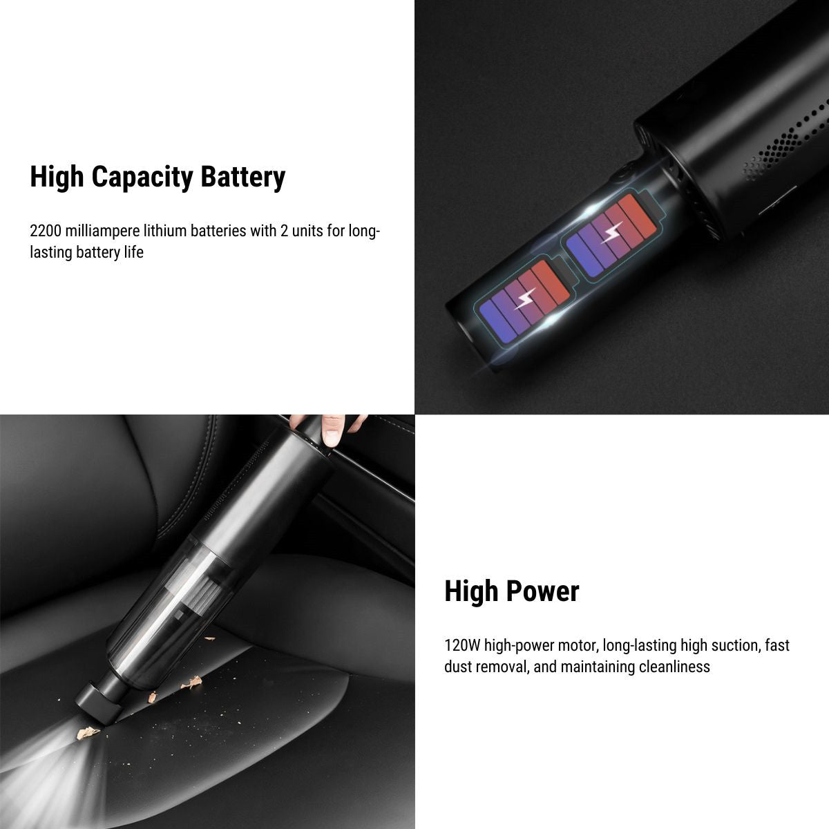 Cordless Handheld Car Vacuum Cleaner | 120W Dual Suction & Blowing Function Tesery Official Store