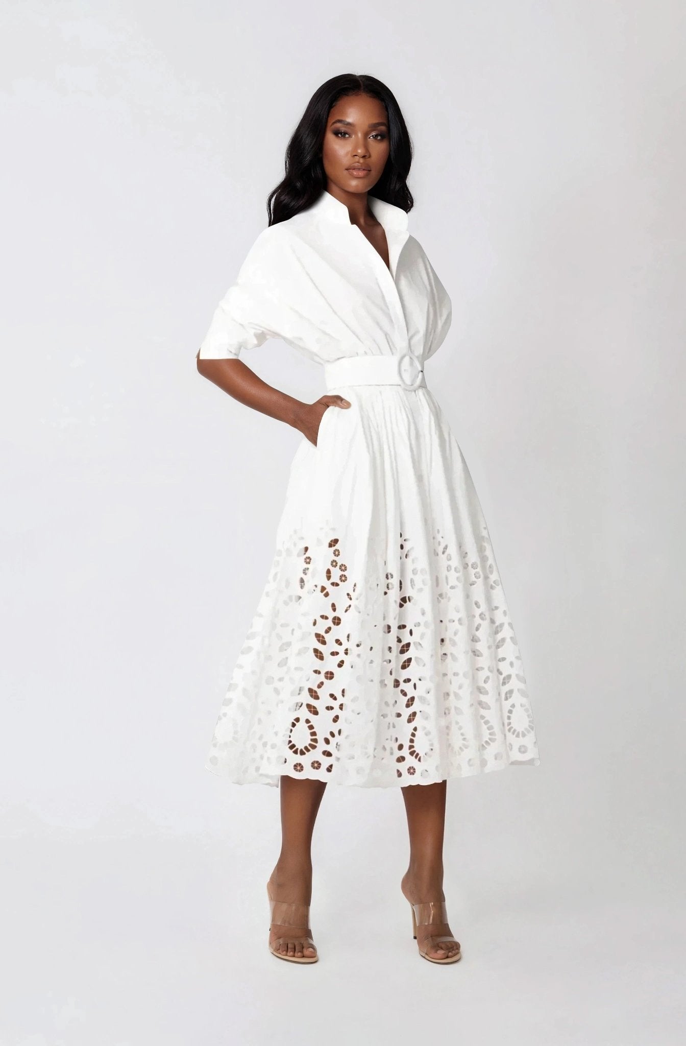 Hayden Shirt Dress – White XO, Tina
