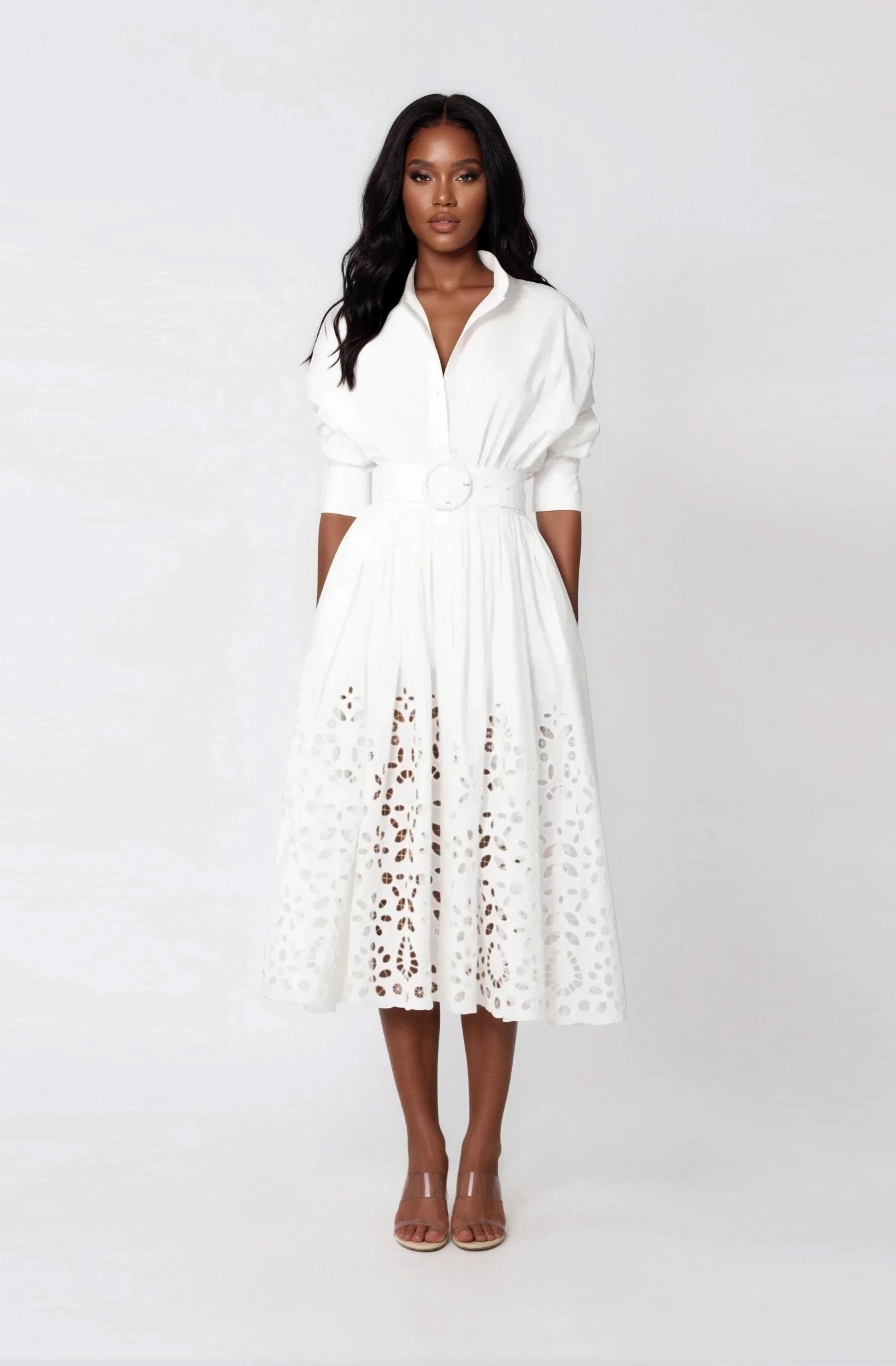 Hayden Shirt Dress – White XO, Tina