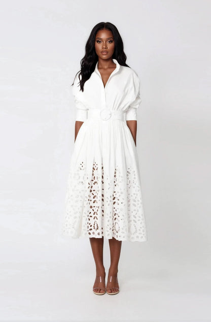 Hayden Shirt Dress – White XO, Tina