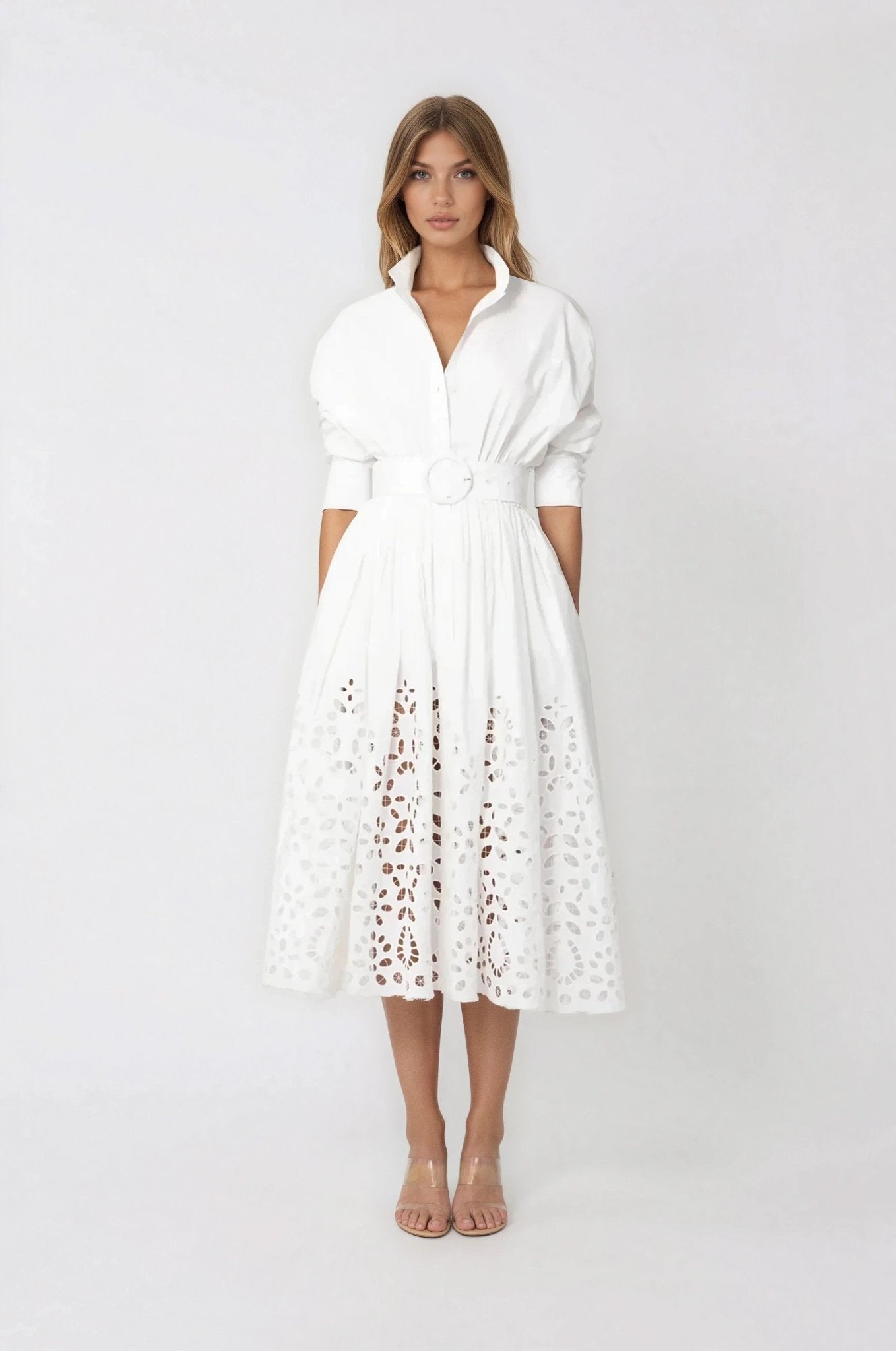 Hayden Shirt Dress – White XO, Tina