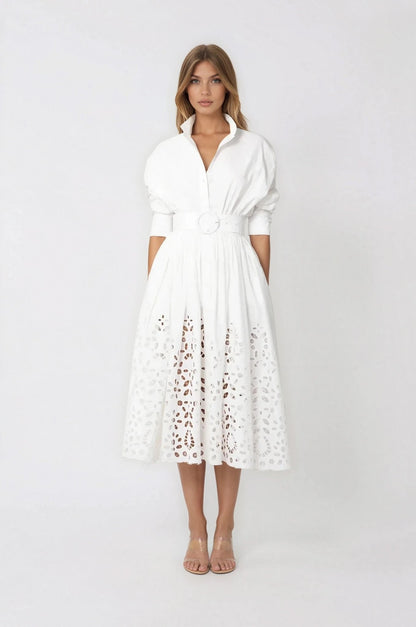 Hayden Shirt Dress – White XO, Tina