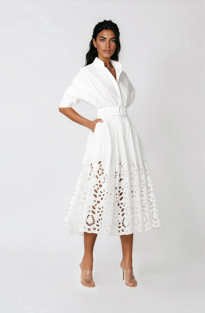 Hayden Shirt Dress – White XO, Tina