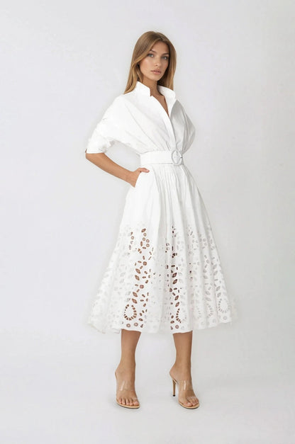 Hayden Shirt Dress – White XO, Tina
