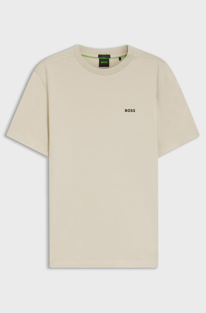 Boss Green Contrast Logo Tee - Beige Denim Exchange