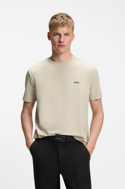 Boss Green Contrast Logo Tee - Beige Denim Exchange