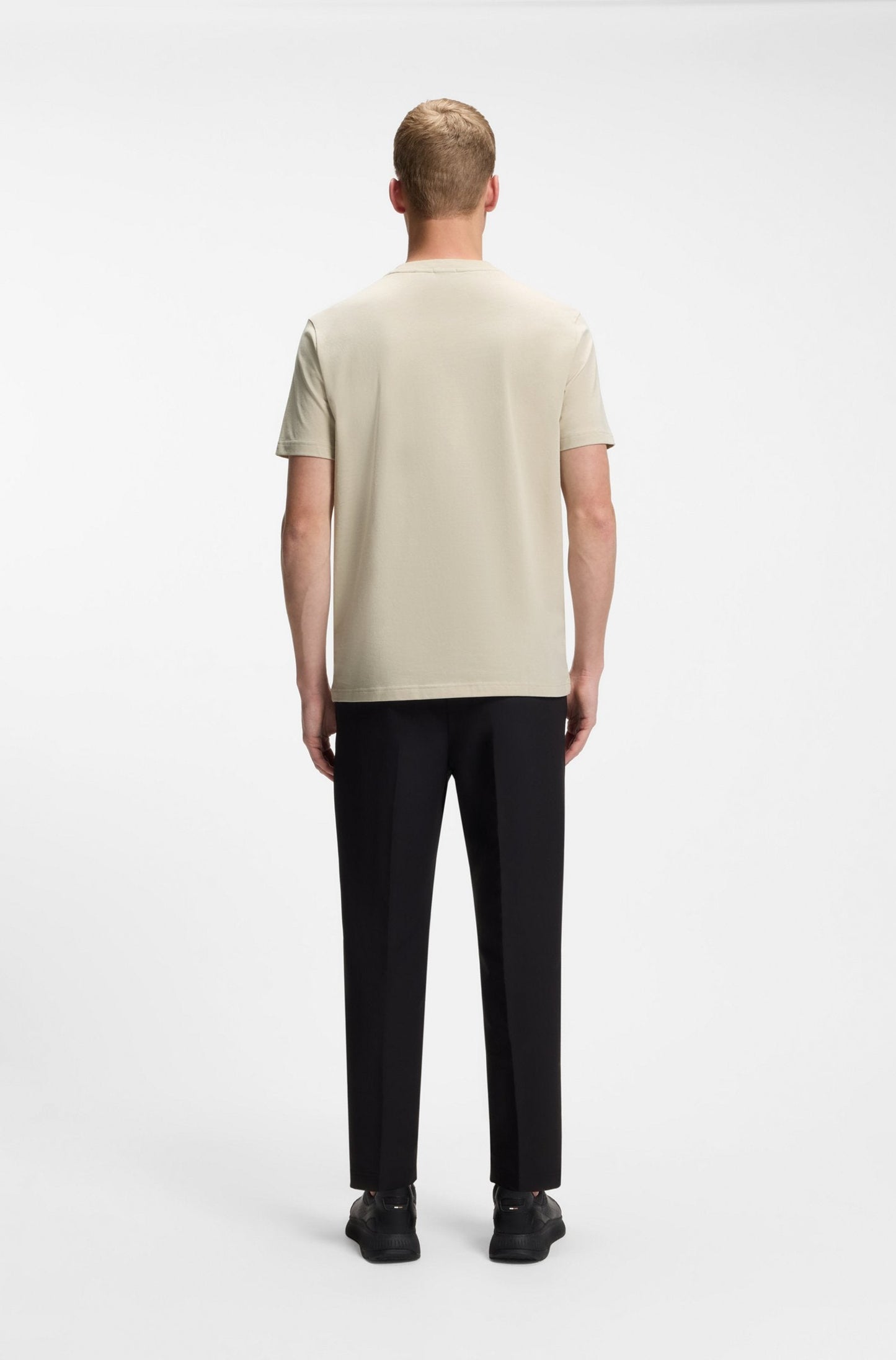 Boss Green Contrast Logo Tee - Beige Denim Exchange