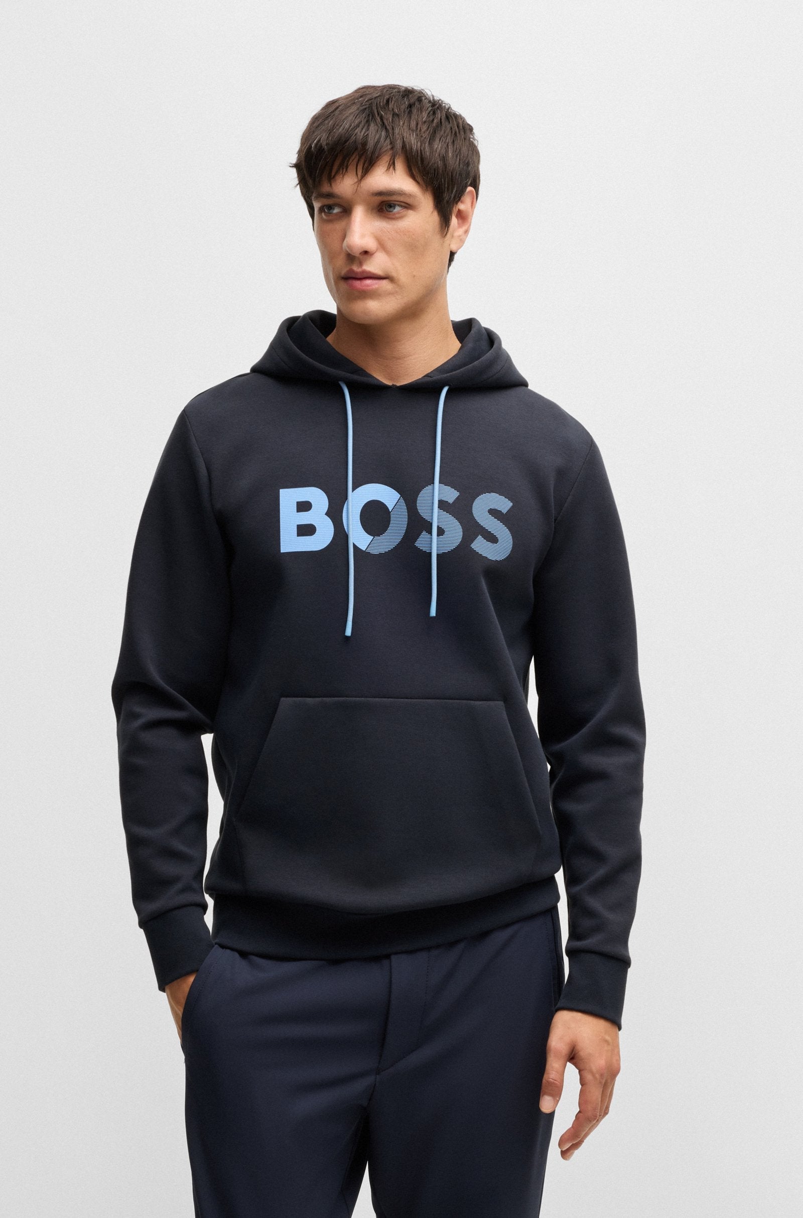 Boss Soody Tape Logo Hoodie - Navy Denim Exchange