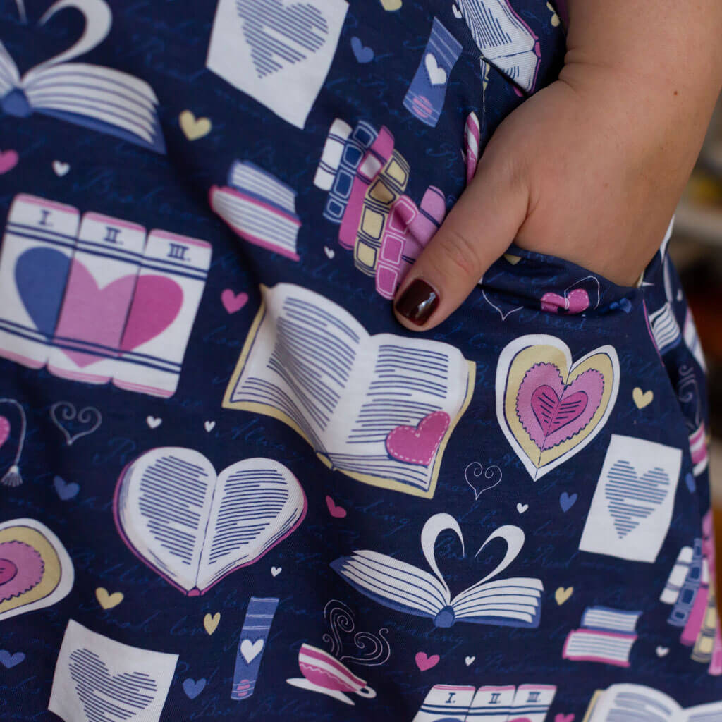 Adult "Love Letters" Books Super Twirler Dress with Pockets Princess Awesome & Boy Wonder