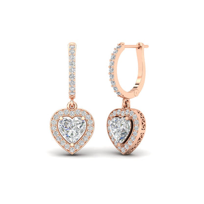 Heart Halo Drop Dangle Earring Fascinating Diamonds