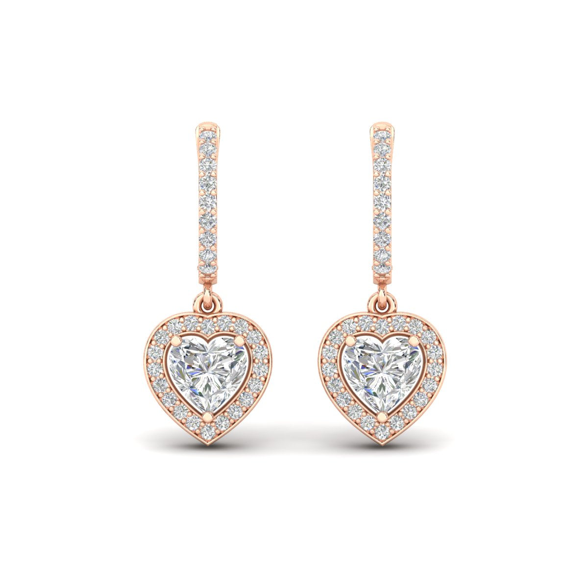 Heart Halo Drop Dangle Earring Fascinating Diamonds
