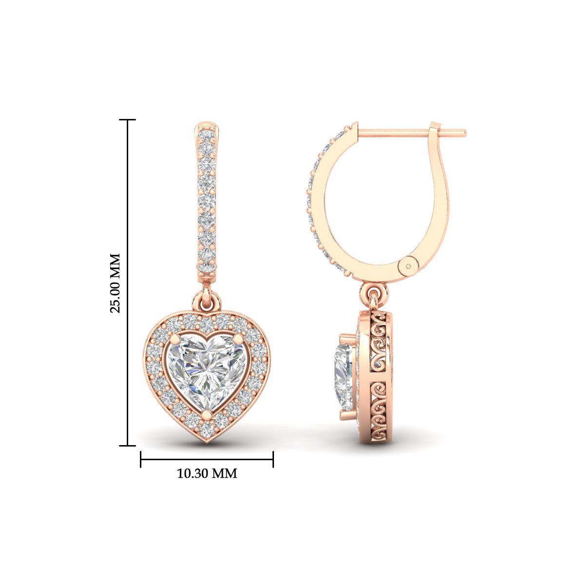 Heart Halo Drop Dangle Earring Fascinating Diamonds