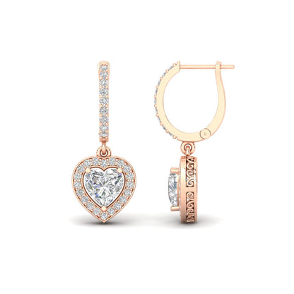 Heart Halo Drop Dangle Earring Fascinating Diamonds