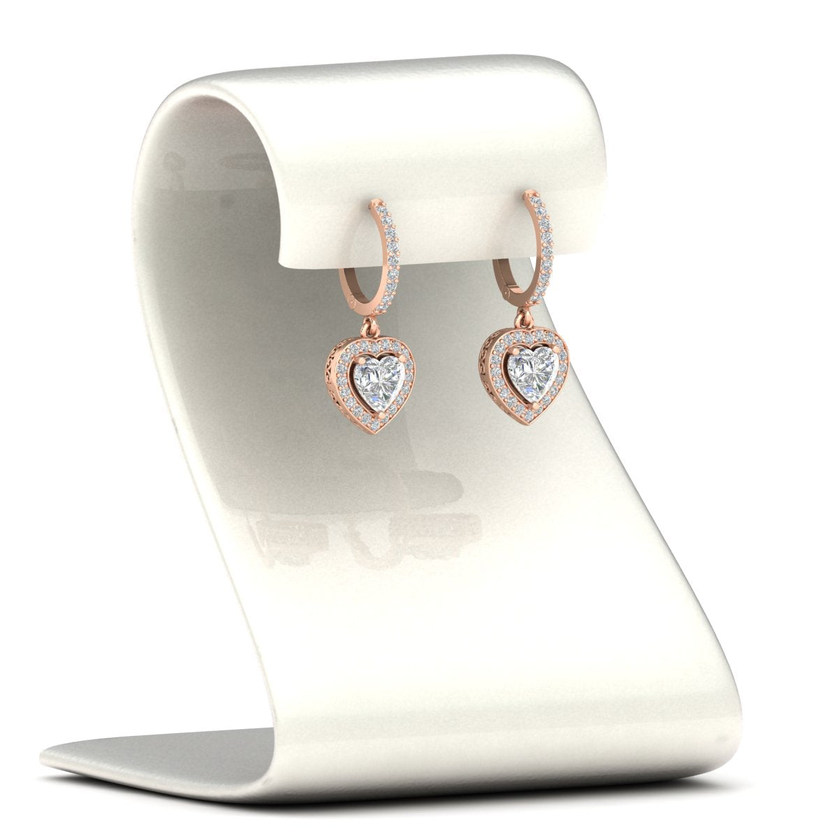 Heart Halo Drop Dangle Earring Fascinating Diamonds
