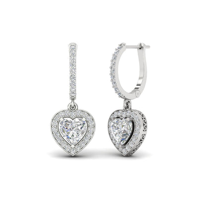 Heart Halo Drop Dangle Earring Fascinating Diamonds