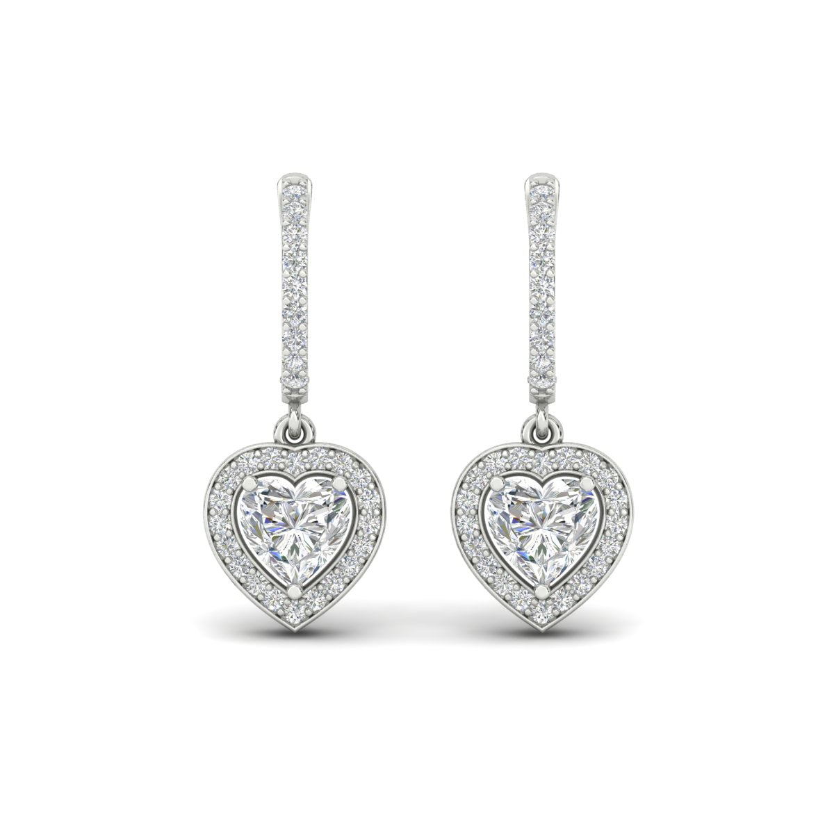 Heart Halo Drop Dangle Earring Fascinating Diamonds
