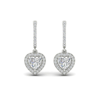 Heart Halo Drop Dangle Earring Fascinating Diamonds