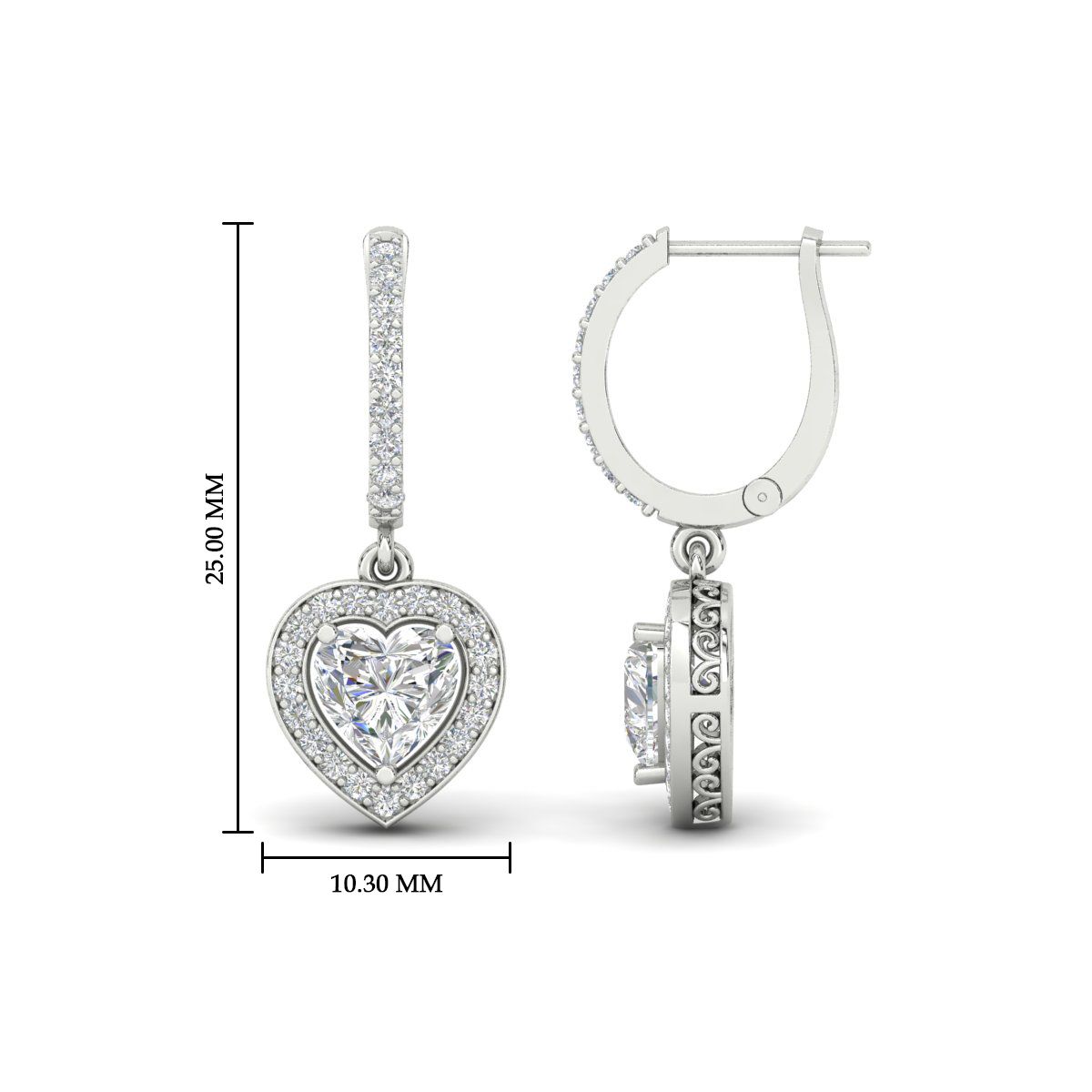 Heart Halo Drop Dangle Earring Fascinating Diamonds