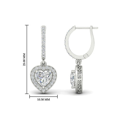 Heart Halo Drop Dangle Earring Fascinating Diamonds