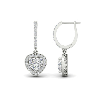 Heart Halo Drop Dangle Earring Fascinating Diamonds