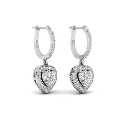 Heart Halo Drop Dangle Earring Fascinating Diamonds