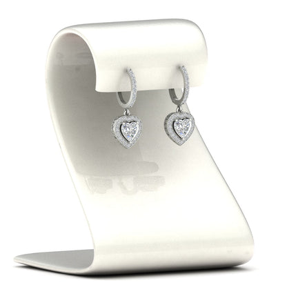 Heart Halo Drop Dangle Earring Fascinating Diamonds