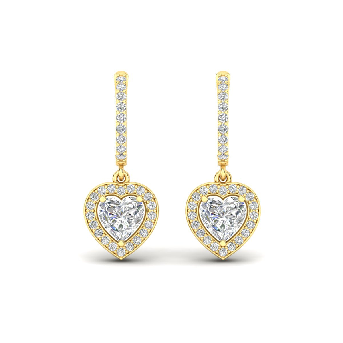 Heart Halo Drop Dangle Earring Fascinating Diamonds