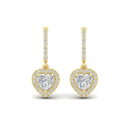 Heart Halo Drop Dangle Earring Fascinating Diamonds