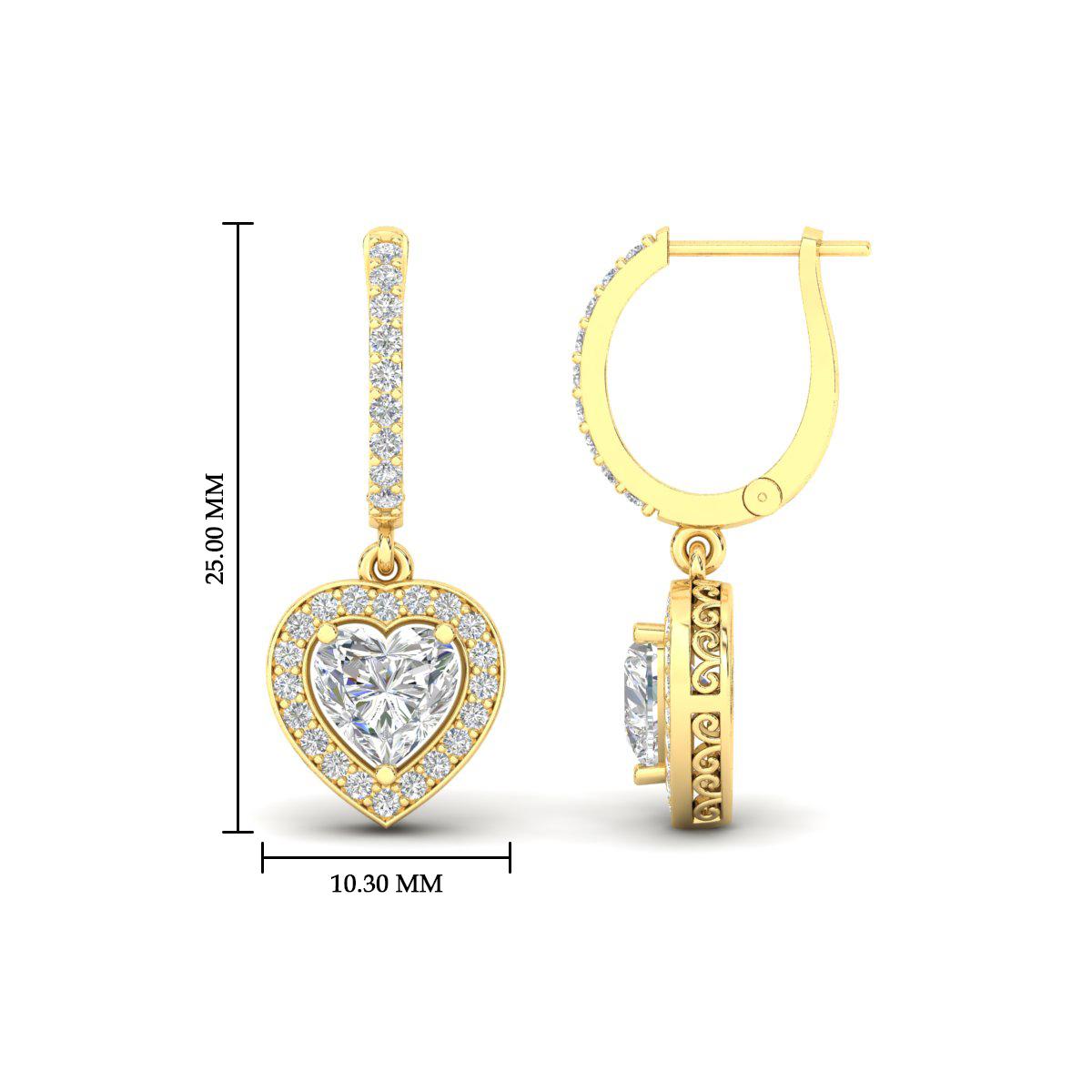 Heart Halo Drop Dangle Earring Fascinating Diamonds