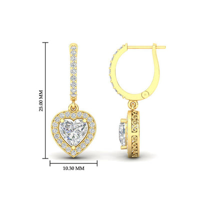 Heart Halo Drop Dangle Earring Fascinating Diamonds