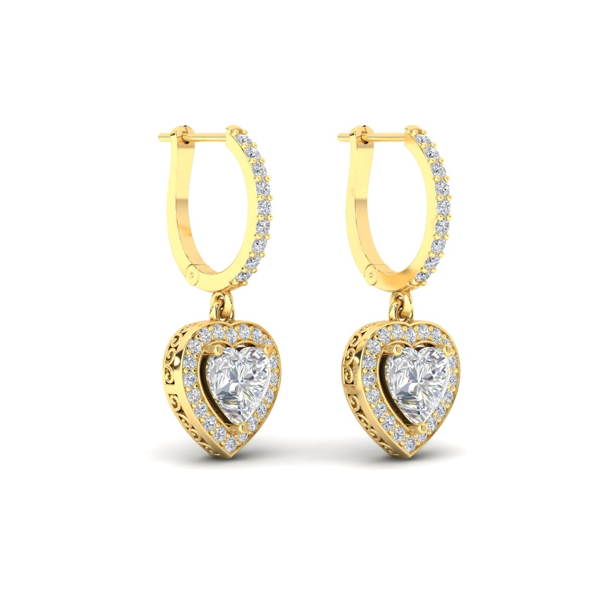 Heart Halo Drop Dangle Earring Fascinating Diamonds