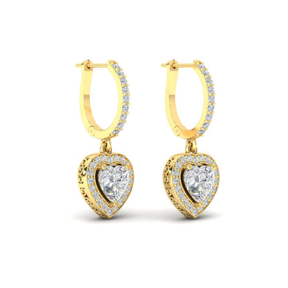 Heart Halo Drop Dangle Earring Fascinating Diamonds