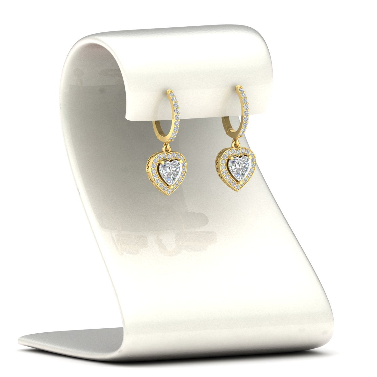 Heart Halo Drop Dangle Earring Fascinating Diamonds