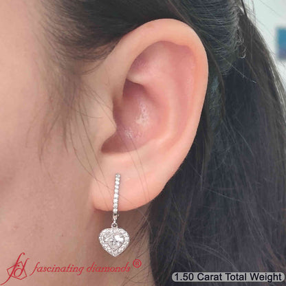 Heart Halo Drop Dangle Earring Fascinating Diamonds
