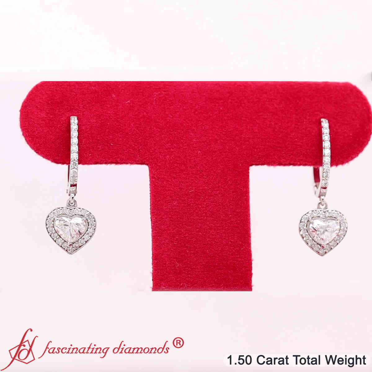 Heart Halo Drop Dangle Earring Fascinating Diamonds