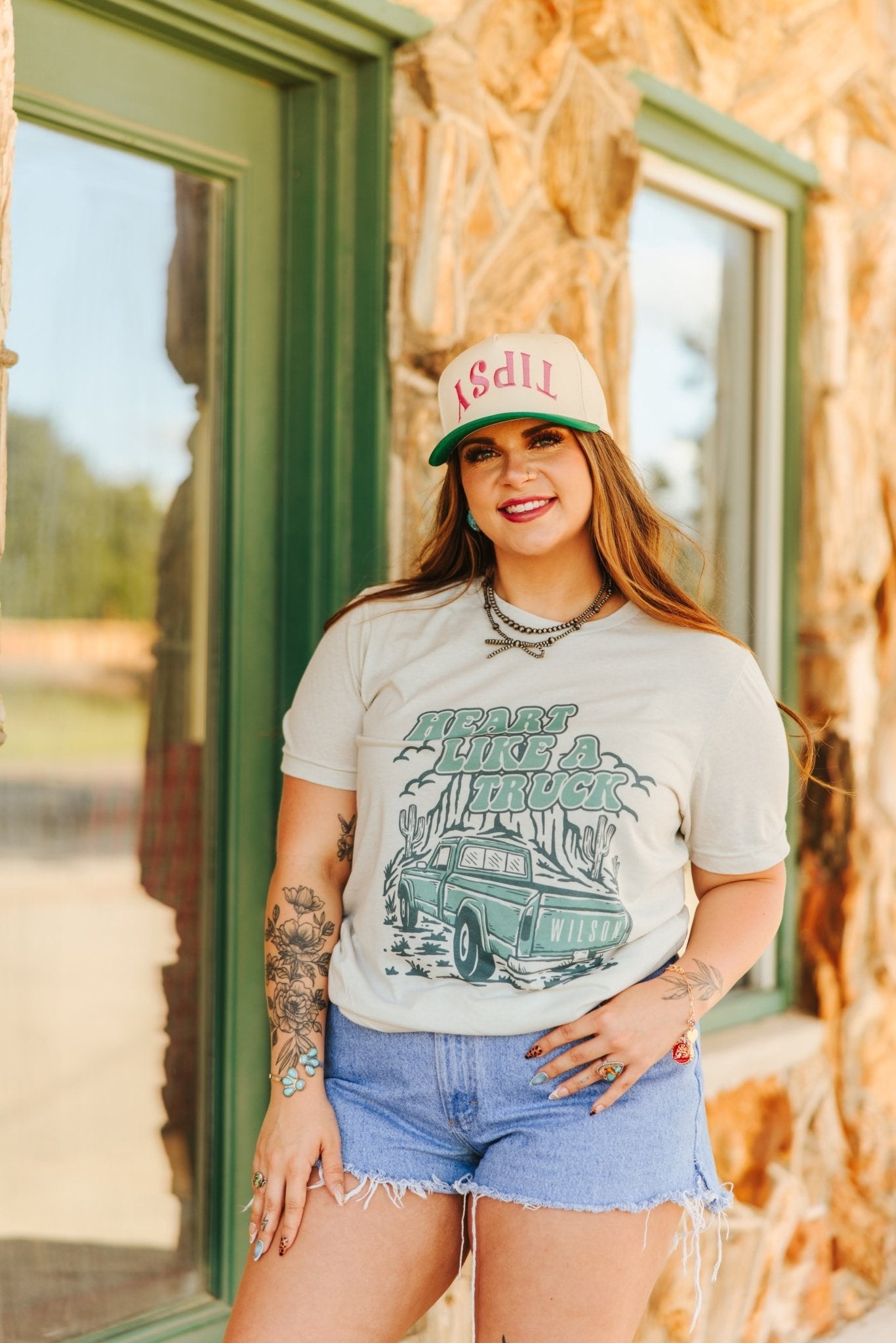 Heart Like A Truck Graphic Tee - Turquoise Wild Junkie