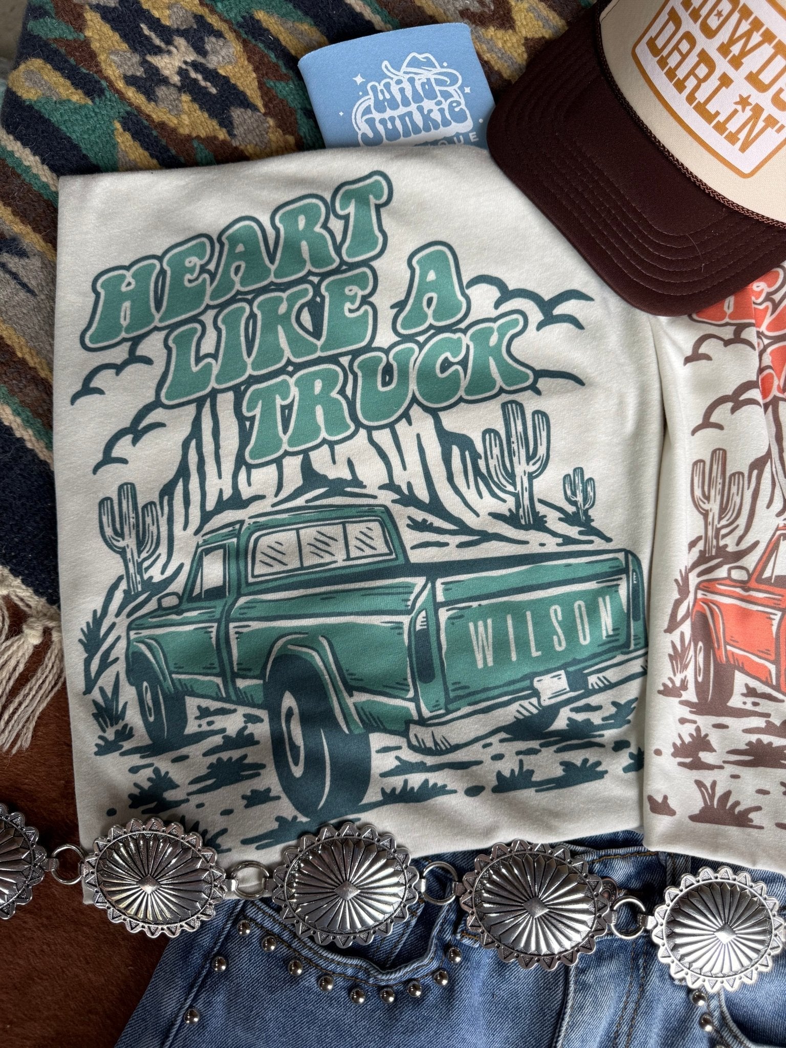 Heart Like A Truck Graphic Tee - Turquoise Wild Junkie