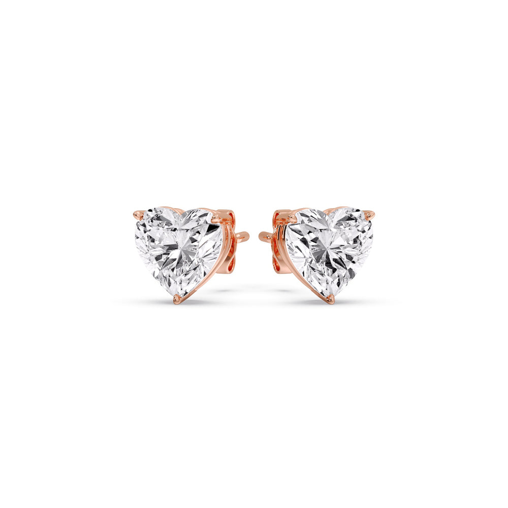 Heart Shaped 3 Prong Basket Stud Earring Fascinating Diamonds
